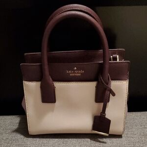 Kate Spade Two-Tone Satchel in Cream and Brown